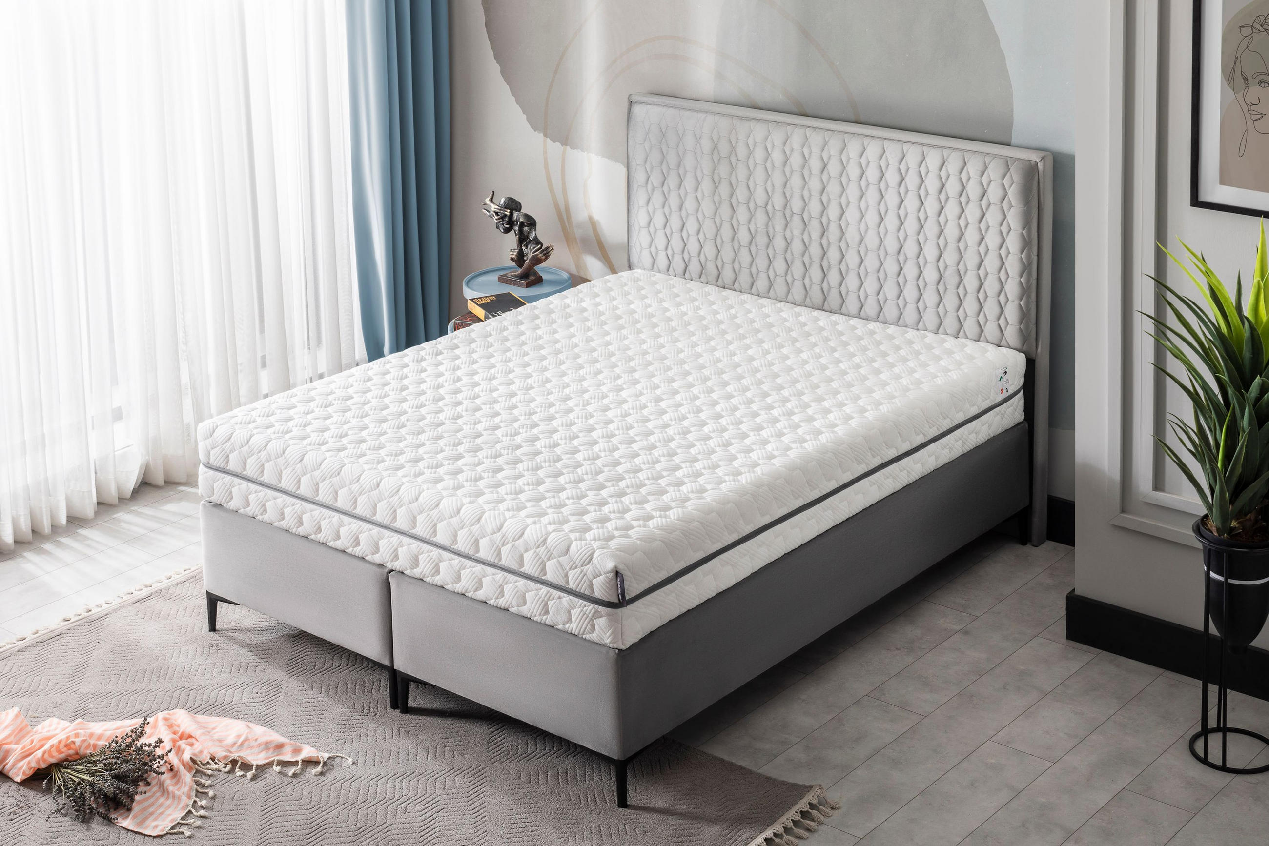 POLSTERBETT-SET Space 140x200 Grau - Bett inkl. Matratze - Grau, Metall (140/200cm) - Villa Möbel