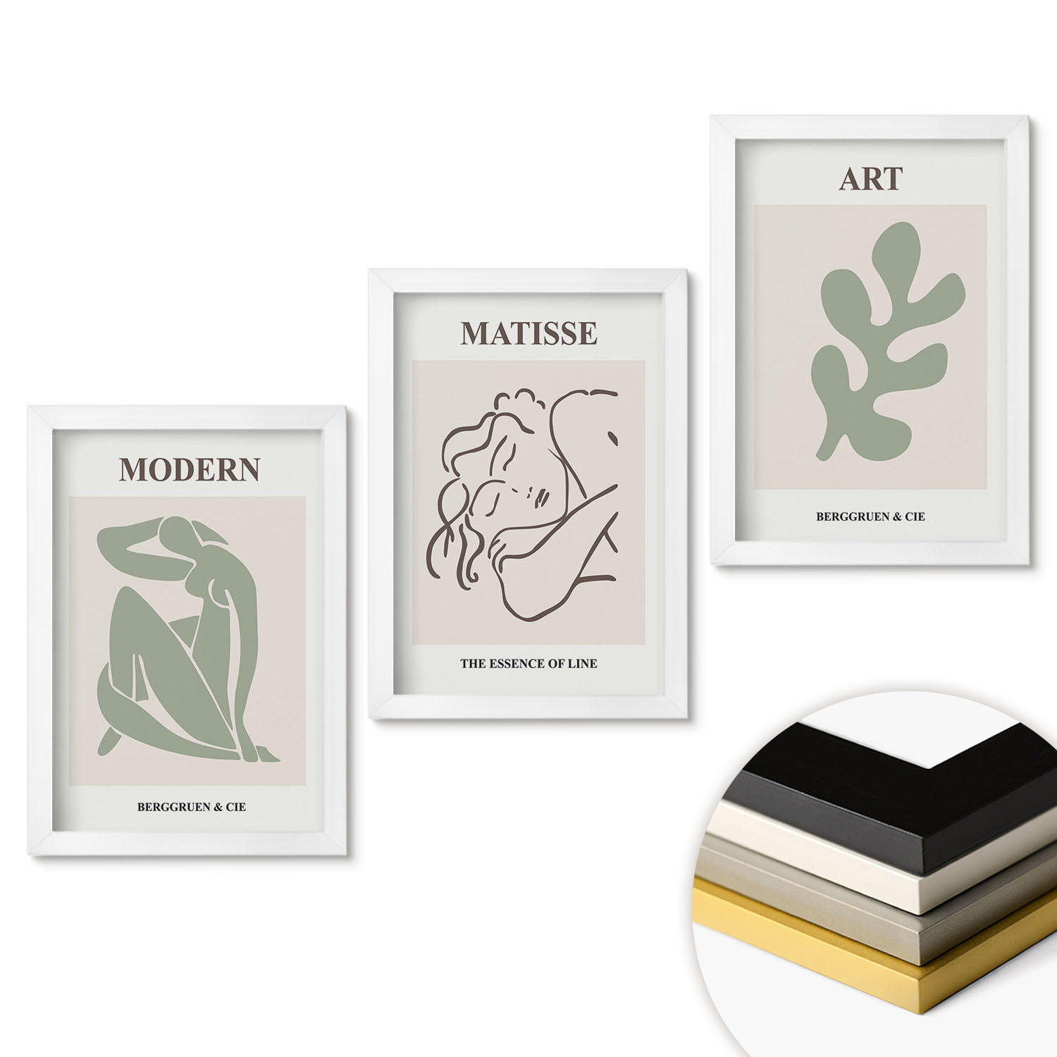 WANDBILDER 3er-Set - 20x30 cm Weißer Rahmen - Stilvolles Design mit Pflanzenmotiven - Weiß, Kunststoff (20/30cm) - ArtPrintCave