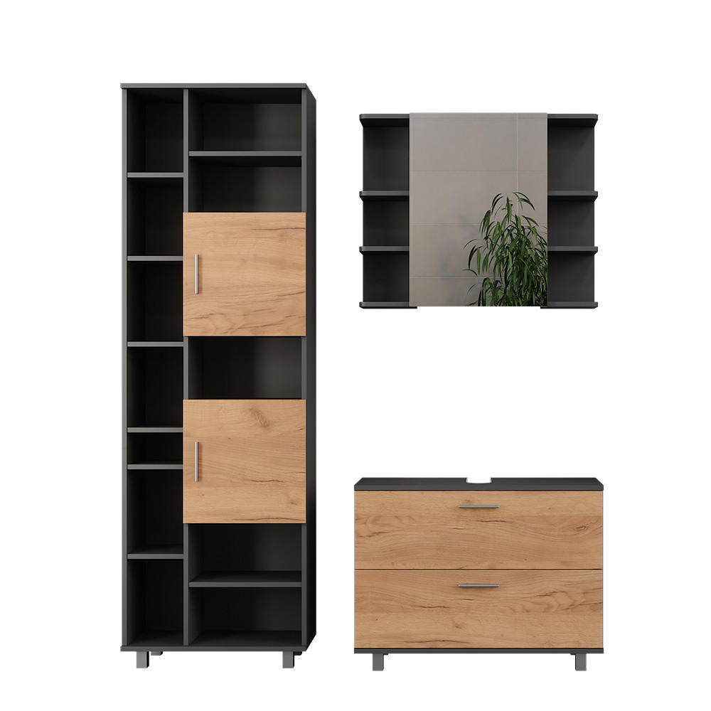 Honigeiche/Anthrazit, Holzwerkstoff (80.2/60.8/33cm) - Vicco