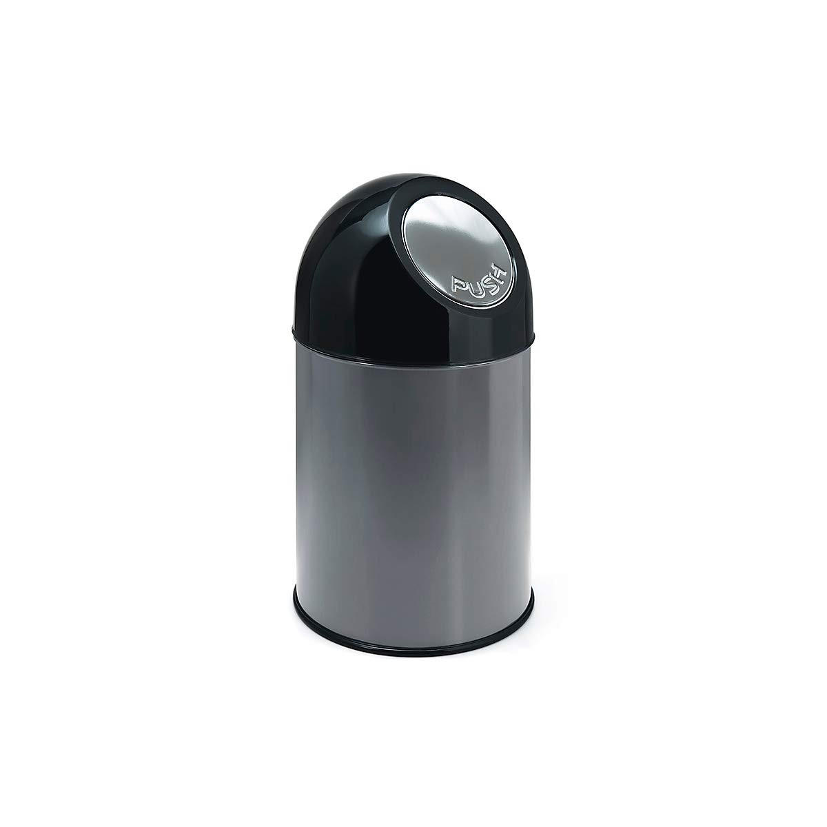 MÜLLEIMER klassisch Mit Pushdeckel 30 Liter 56 x 31 x 31 cm Metall Metallik Grau - Grau, Metall (31/56/31cm) - PROREGAL