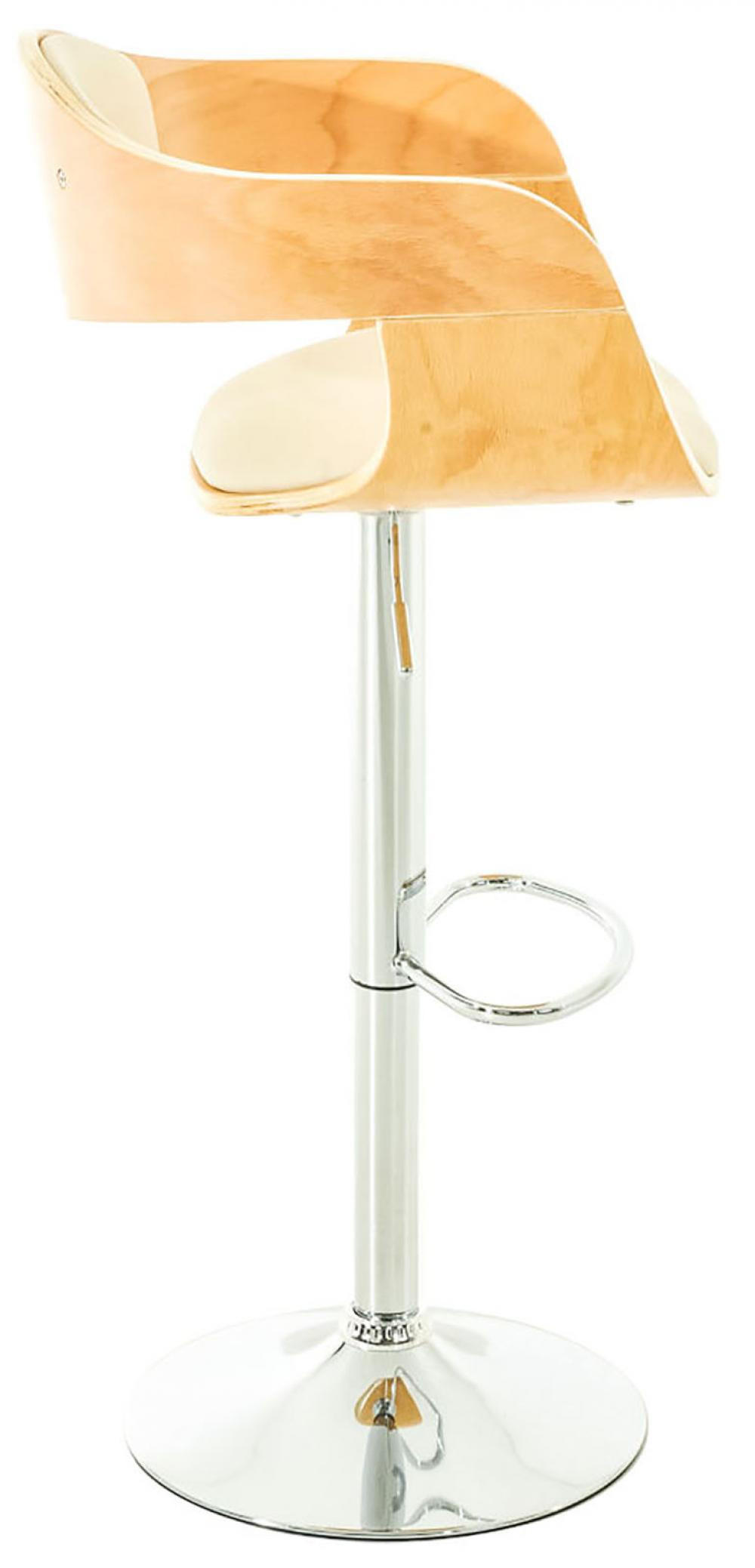 BARHOCKER 2er Set Lederlook natura/creme - Eukalyptusholzfarben/Creme, Textil/Metall (50/88/48cm) - CLP