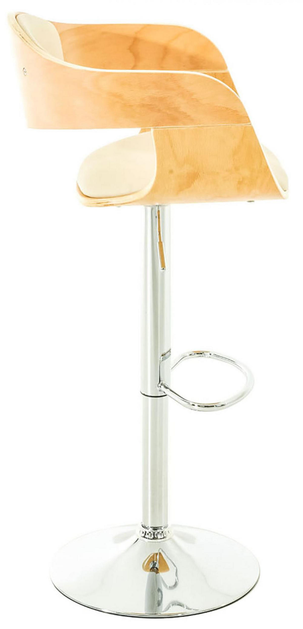 BARHOCKER 2er Set Lederlook natura/creme - Eukalyptusholzfarben/Creme, Textil/Metall (50/88/48cm) - CLP