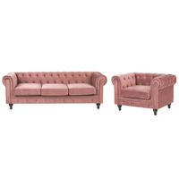 4-SITZER SOFA SET Samtstoff Rosa Chesterfield - Pink, Textil (201/70/75cm) - Beliani