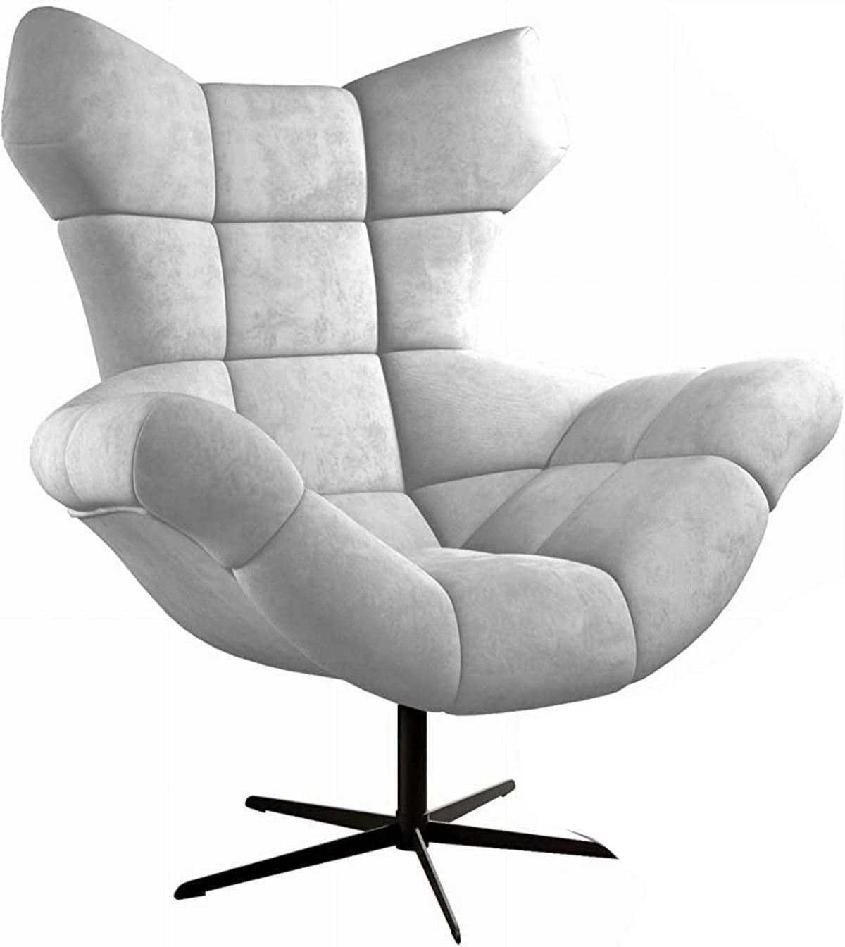SESSEL SENSI Relaxstuhl mit 360° Drehung und Schwingfunktion – Lux-Schaumkissen, Esche, 104x46x119 cm - Silberfarben/Schwarz, Holz/Textil (104/119/84cm) - DomoHome