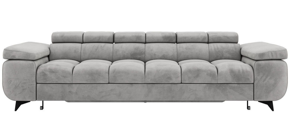 TŘÍMÍSTNÁ POHOVKA NIDELLO - Světle šedá Samet - černá/světle šedá, kov/textil (260/70/97cm) - MKS