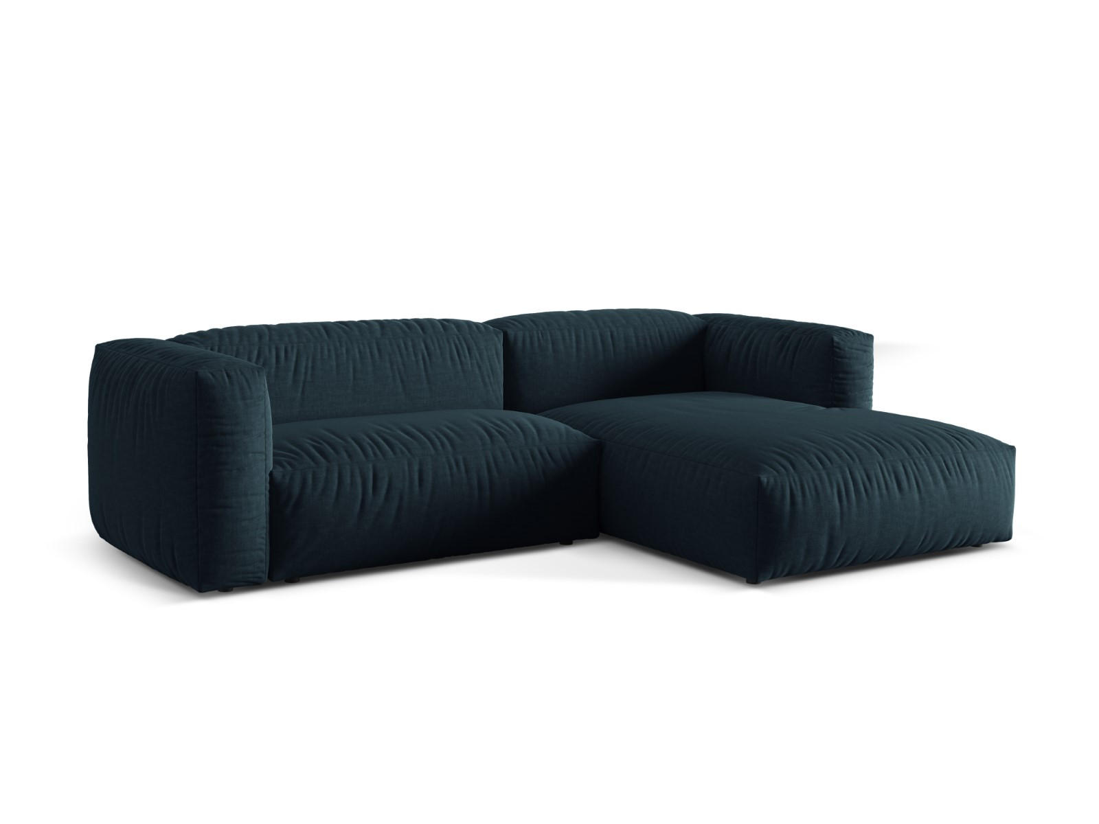 ECKSOFA modular rechts Martina aus strukturiertem Stoff jeansblau 2 Sitzplätze - Blau, Textil (176/283cm) - Micadoni
