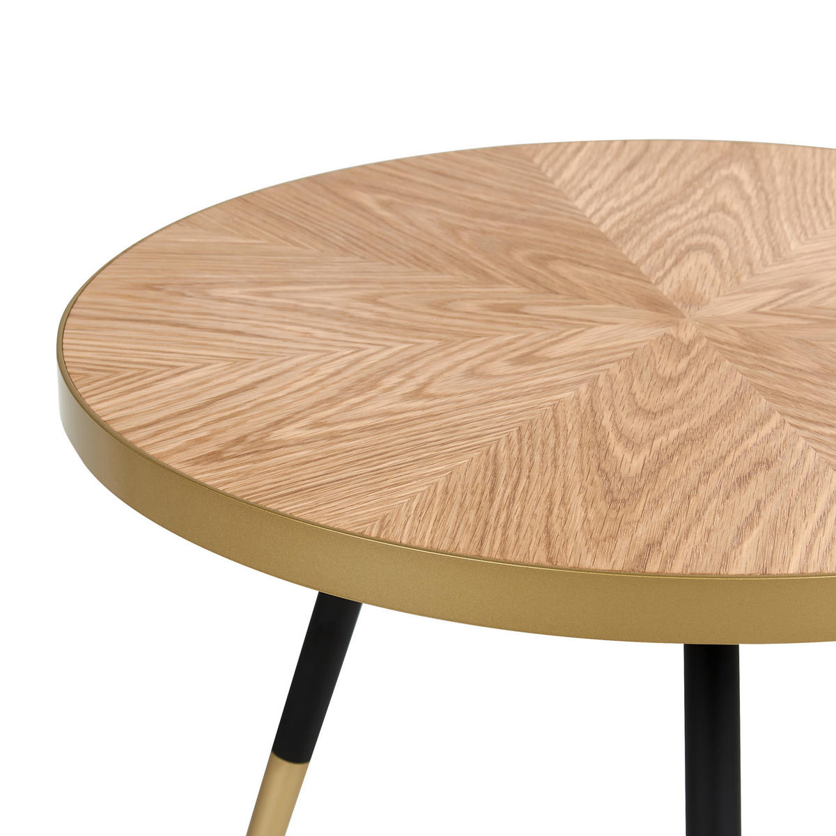 COUCHTISCH heller Holzfarbton/gold rund 61 cm Ramona - Hellbraun/Goldfarben, Holzwerkstoff (61/61/45cm) - Beliani
