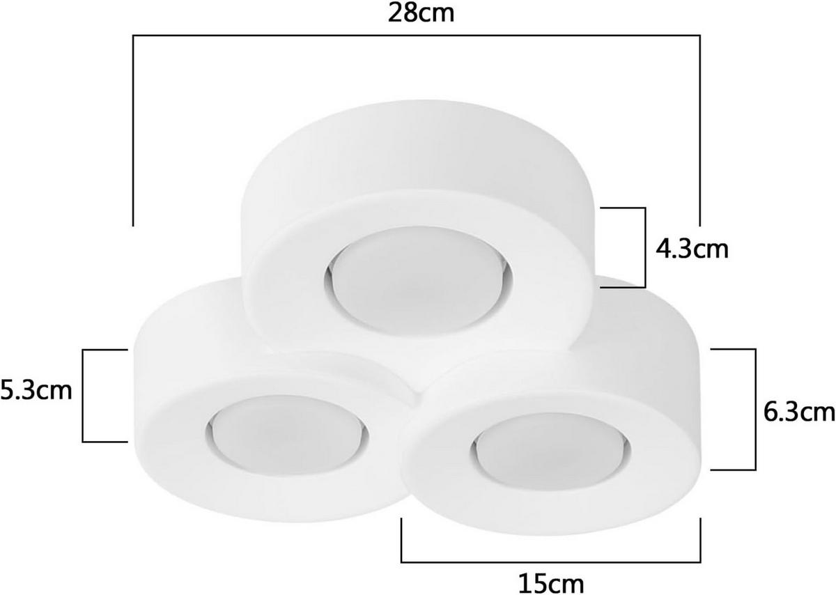 DECKENSTRAHLER Funkeldar 5.5/26.1/28 cm - Weiß, Metall (28/5.5/26.1cm) - ZMH