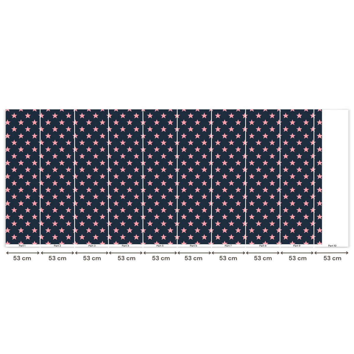 KINDERTAPETE - Muster - Sterne - Rosa - 450x200 cm - Anthrazit, Papier (450/200cm) - OnlyWow