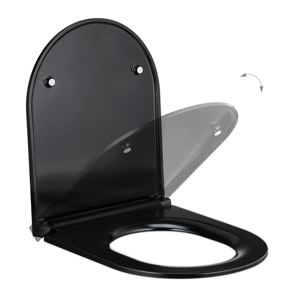 TOILETTENDECKEL - Schwarz, Kunststoff/Metall (36/4/45cm) - Relaxdays