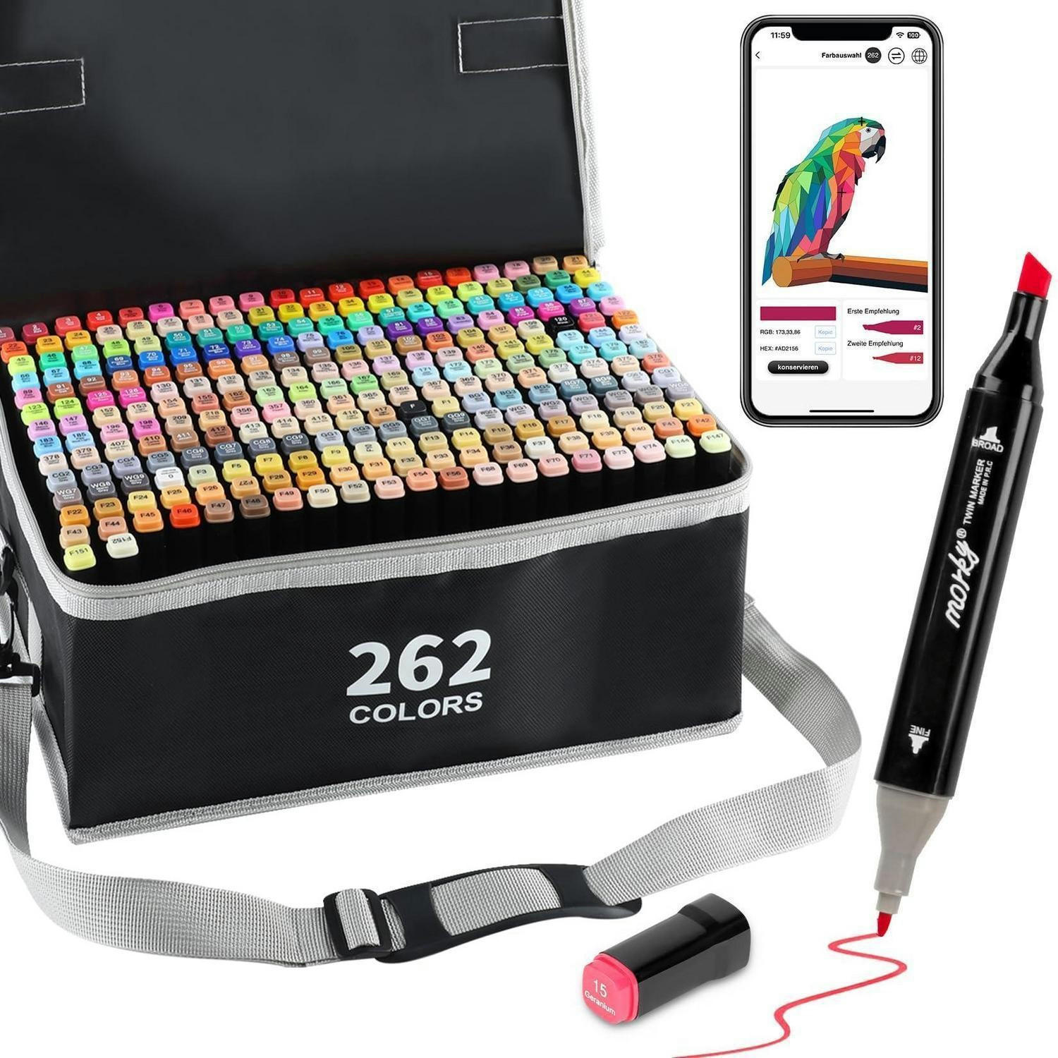 ALKOHOLMARKER 262er Set mit App und Tasche - Multicolor, Kunststoff (1/1/15.4cm)