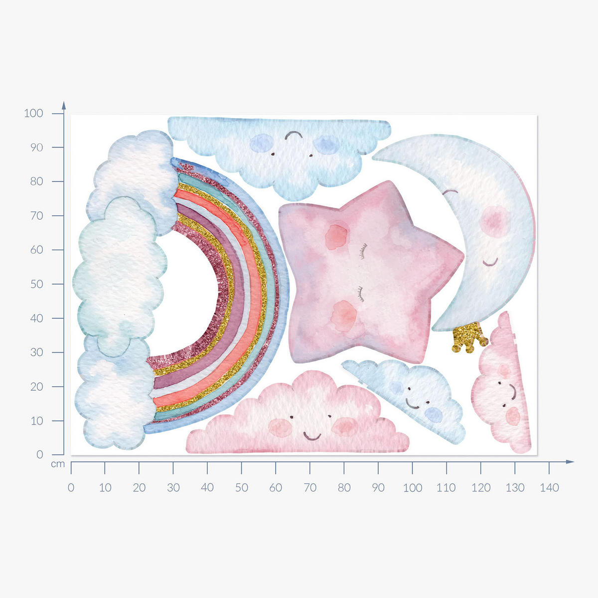 WANDAUFKLEBER 100x137cm - Der Himmel bei Nacht - Multicolor, Kunststoff (100/137/0.1cm) - Wallfluent