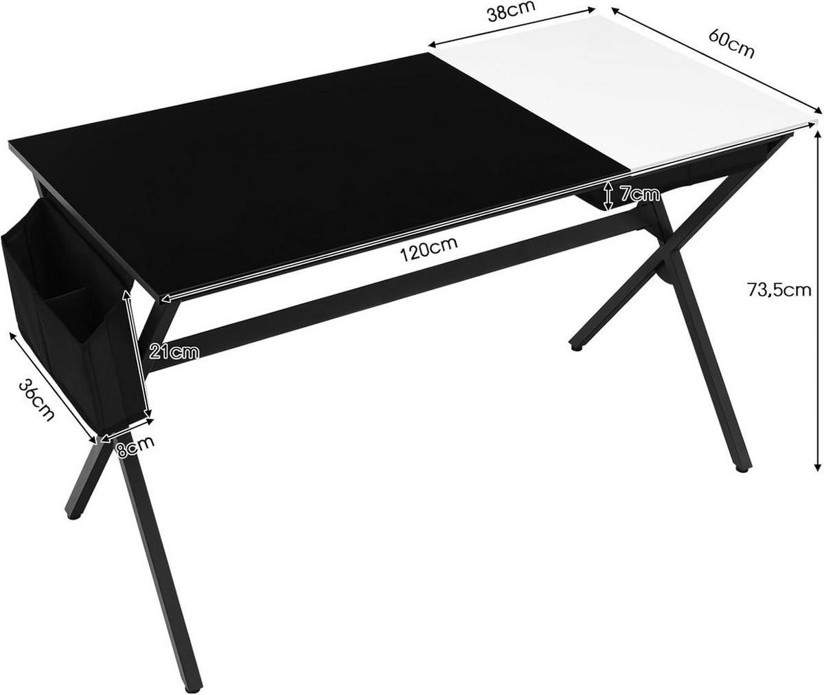 SKRIVBORD 74 cm Svart - Svart, Trä (60/120/74cm) - COSTWAY