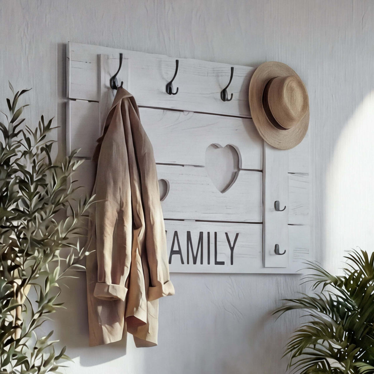 WANDGARDEROBE FAMILY SHABBY-LOOK Cremeweiß - Weiß, Holz (90/60/3cm) - Jamb