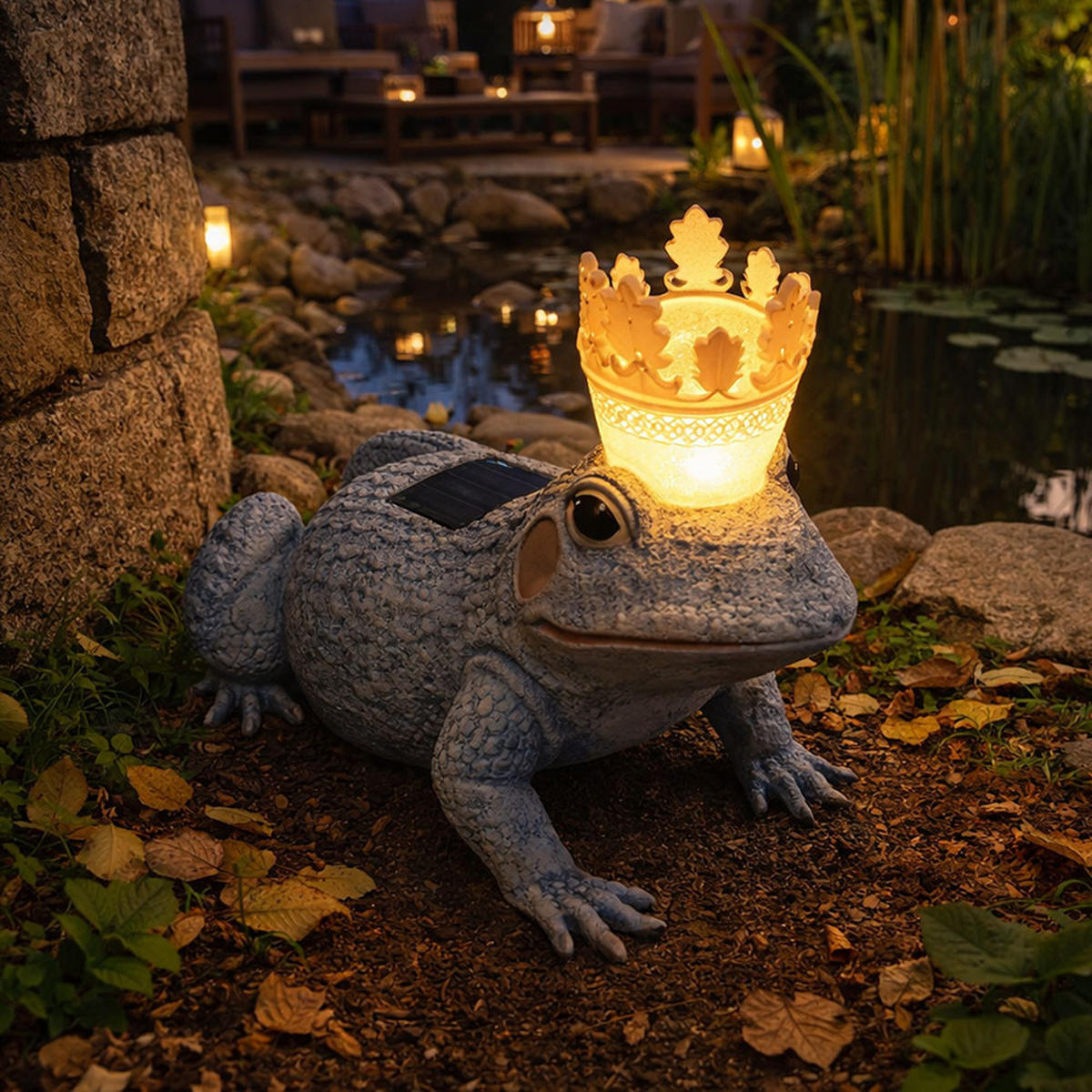 LED AUSSENLEUCHTE Froschkönig Grau Gold - Grau, Kunststoff (31/18/22cm) - Globo Lighting