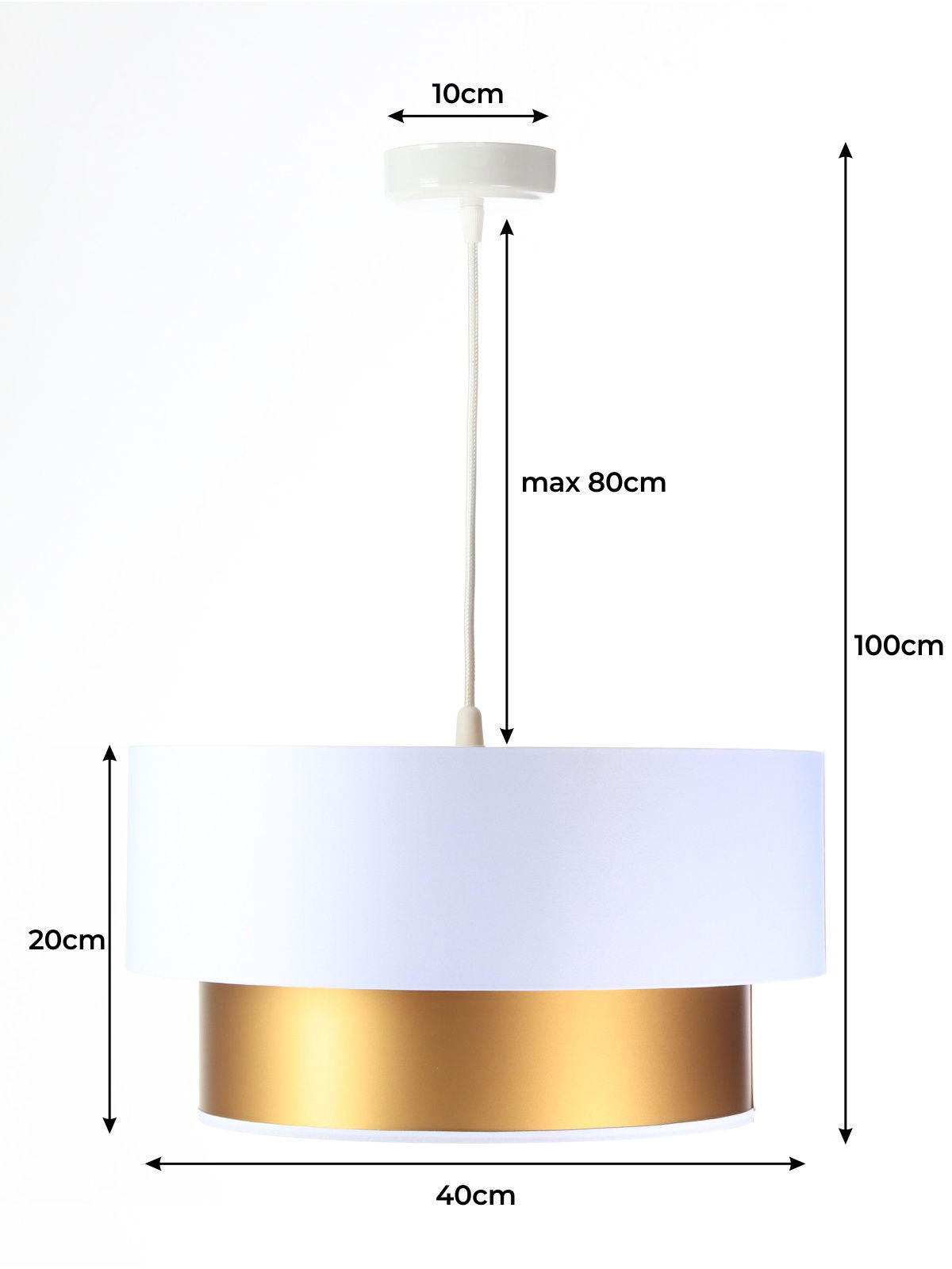 HÄNGELEUCHTE Gold 60/20 cm - Goldfarben/Weiß, Kunststoff (60/1/20cm) - ONZENO
