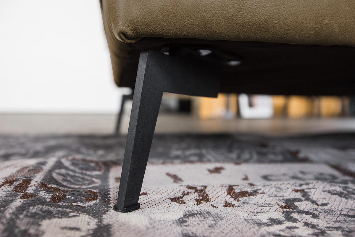 ECKSOFA BLOOM Beige Leder - Beige/Schwarz, Leder/Metall (276/177cm) - KAWOLA