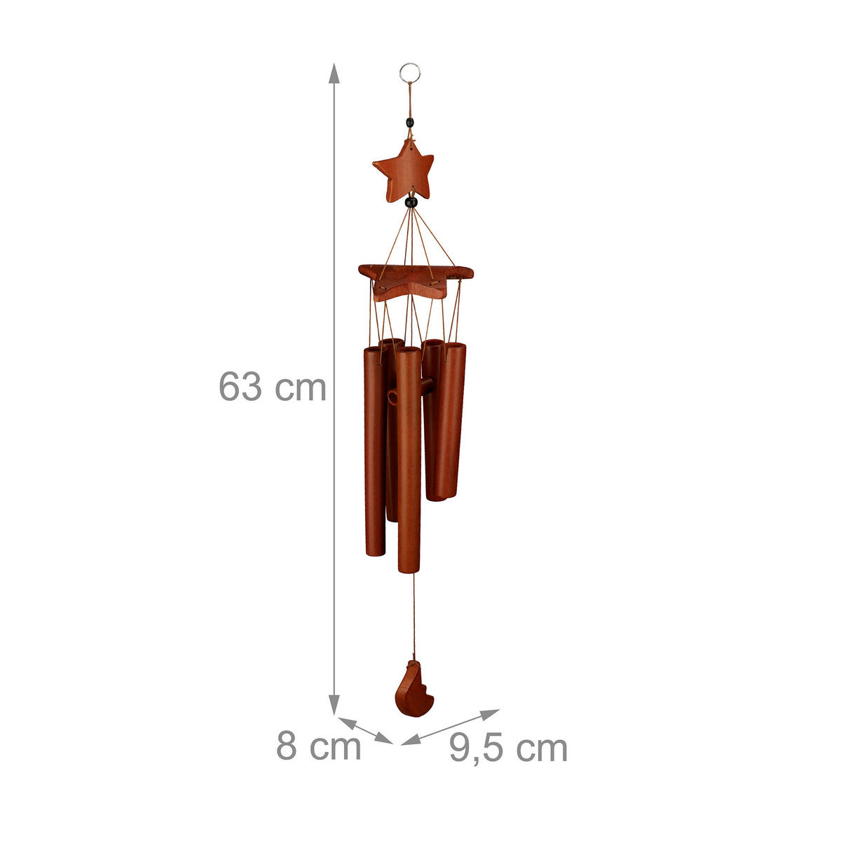WINDSPIEL - Braun, Holz (8/9.5/63cm) - Relaxdays