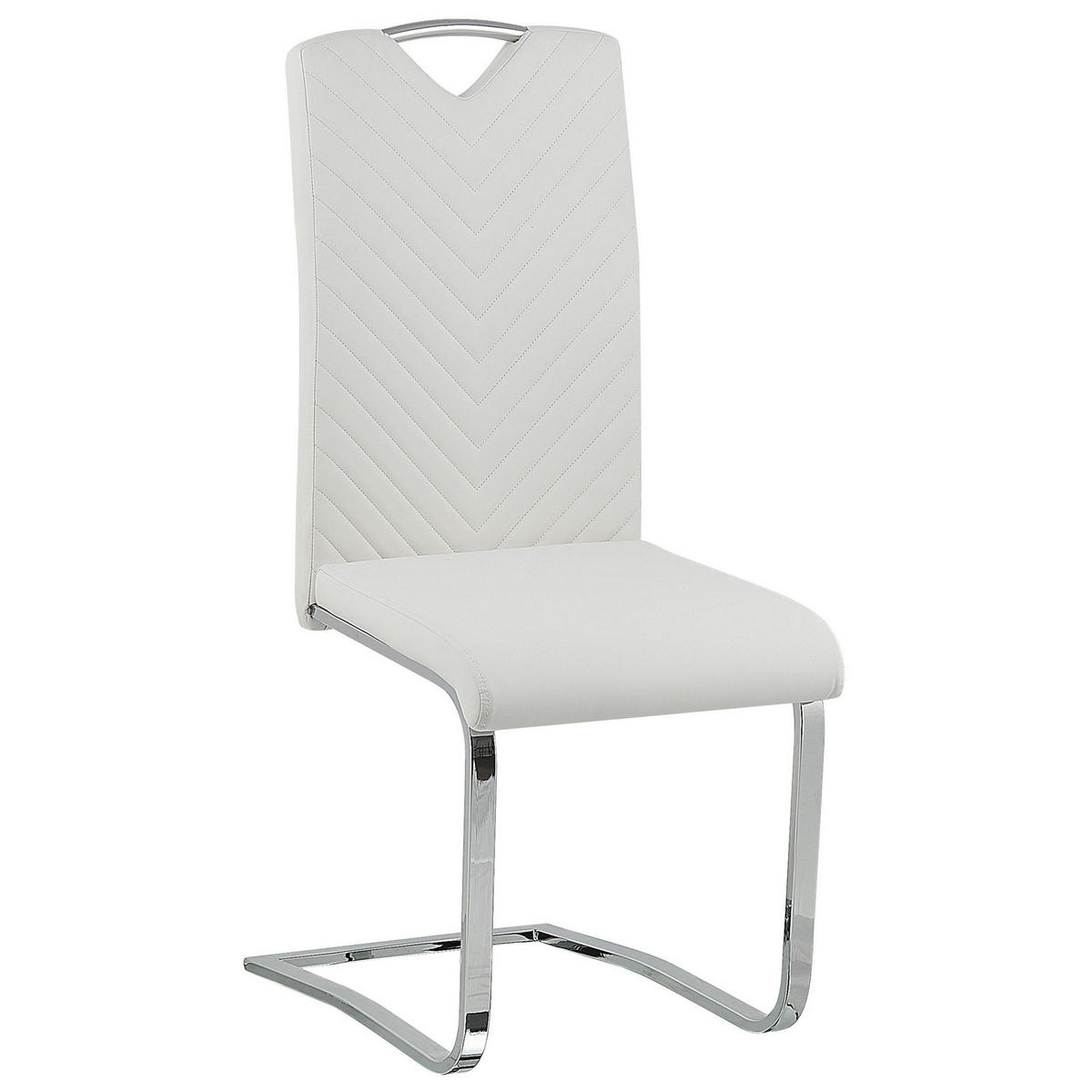 ESSZIMMERSTUHL 2er-Set Kunstleder Weiß Picknes - Weiß, Textil/Metall (43/105/55cm) - Beliani