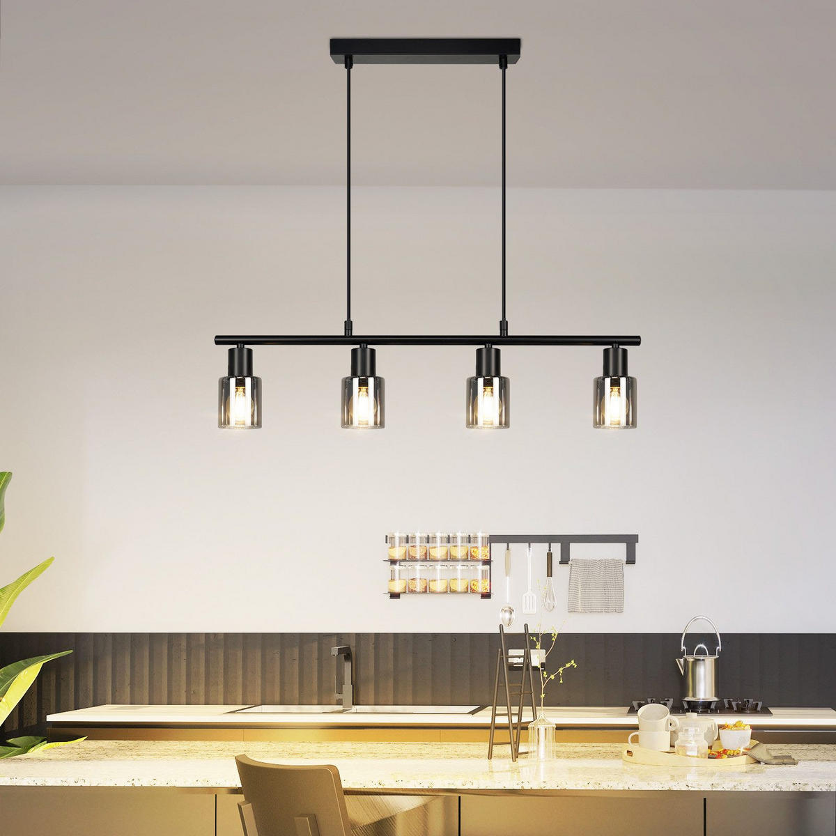 HÄNGELEUCHTE Martinetto 30/6/140 cm - Schwarz, Metall (6/30/140cm) - Nettlife