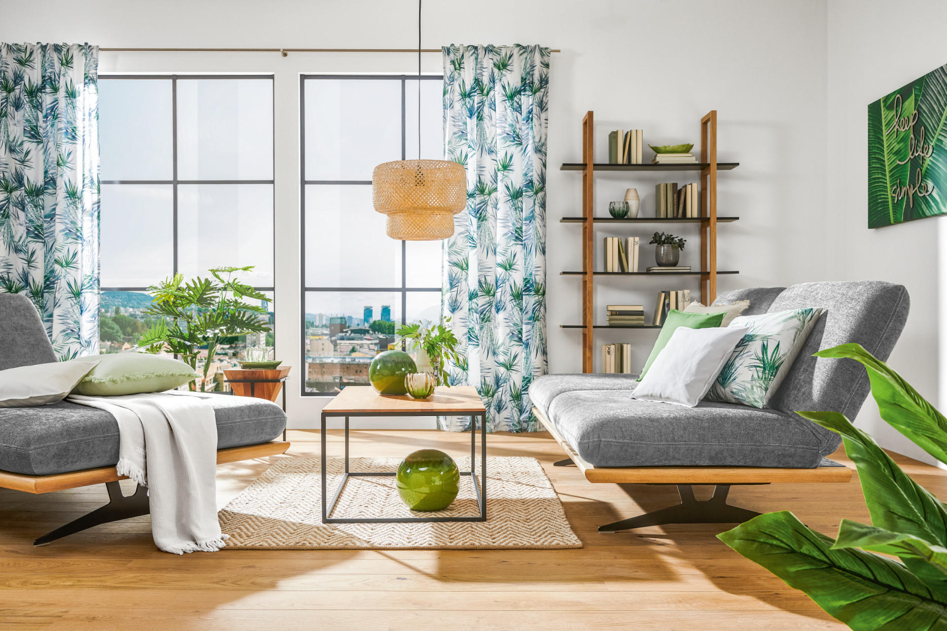 Wohnstil Natur im  Wohnzimmer mit grÃ¼nen Elementen