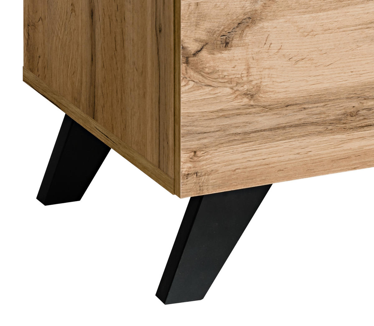 TV-LOWBOARD Wotan Eiche, schwarz 150 cm, TV unterteil mit Kamin - Eichefarben/Schwarz, Holz/Holzwerkstoff (150/47/46cm) - Inn.Furn