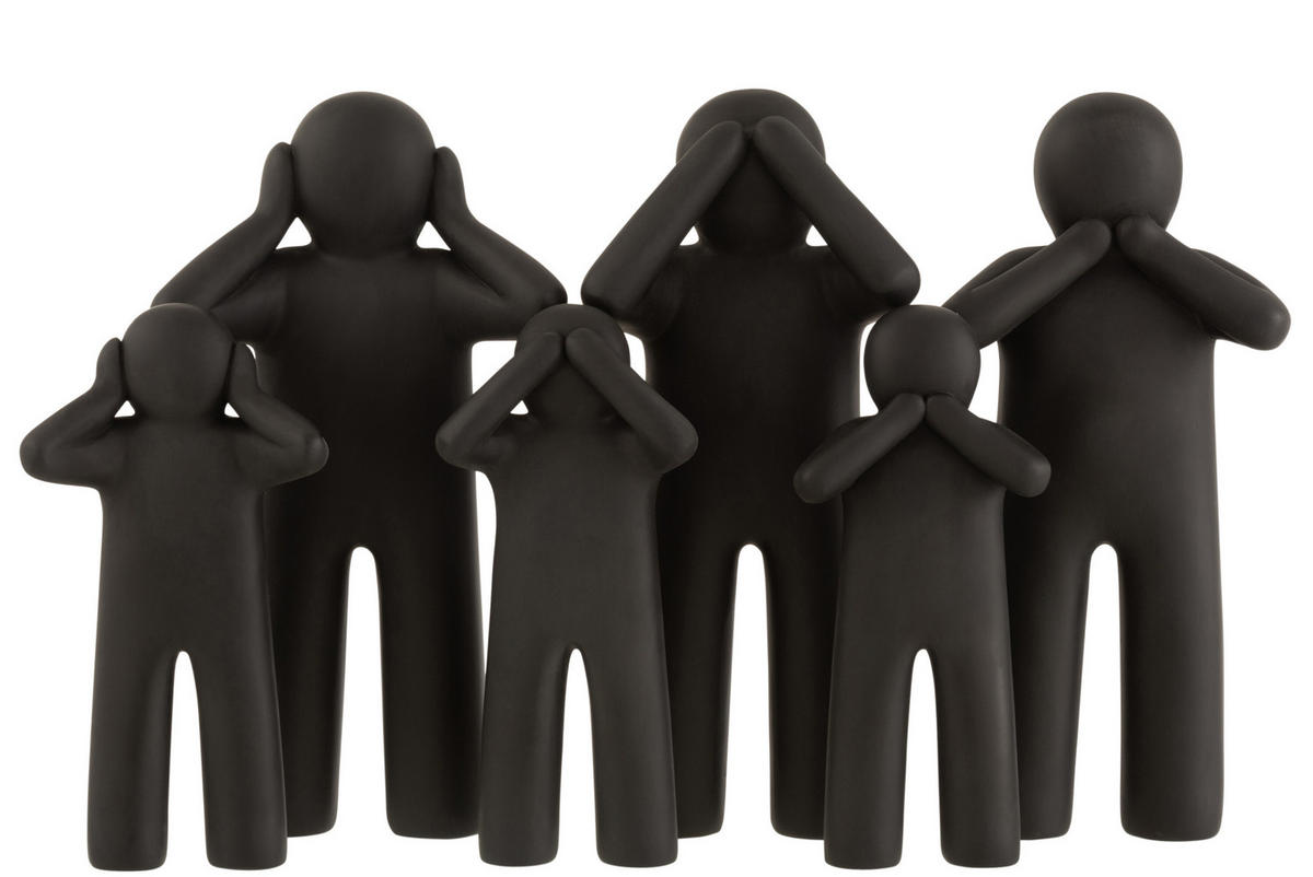 FIGUR P'TIT MAURICE - Polyresin - Schwarz - S - 3er Set - Schwarz, Glas/Naturmaterialien (7/30/15cm) - J-Line