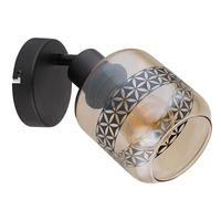 WANDLEUCHTE Metall Glas Bernsteinfarben Schwarz - Orange, Glas (11/19/18cm)