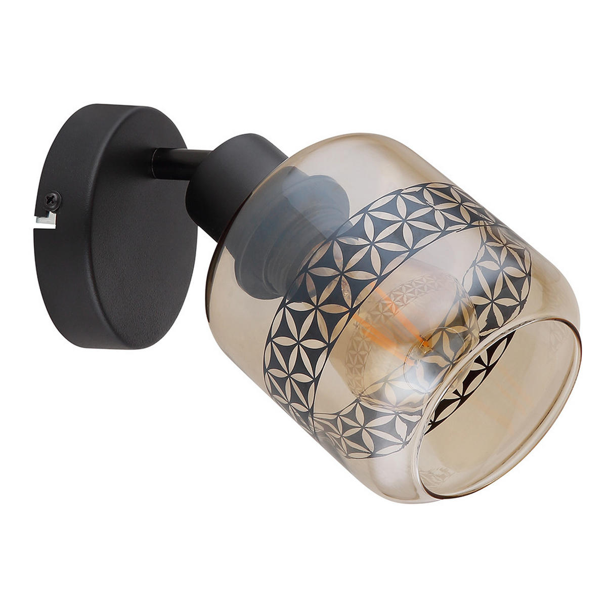 WANDLEUCHTE Metall Glas Bernsteinfarben Schwarz - Orange, Glas (11/19/18cm)