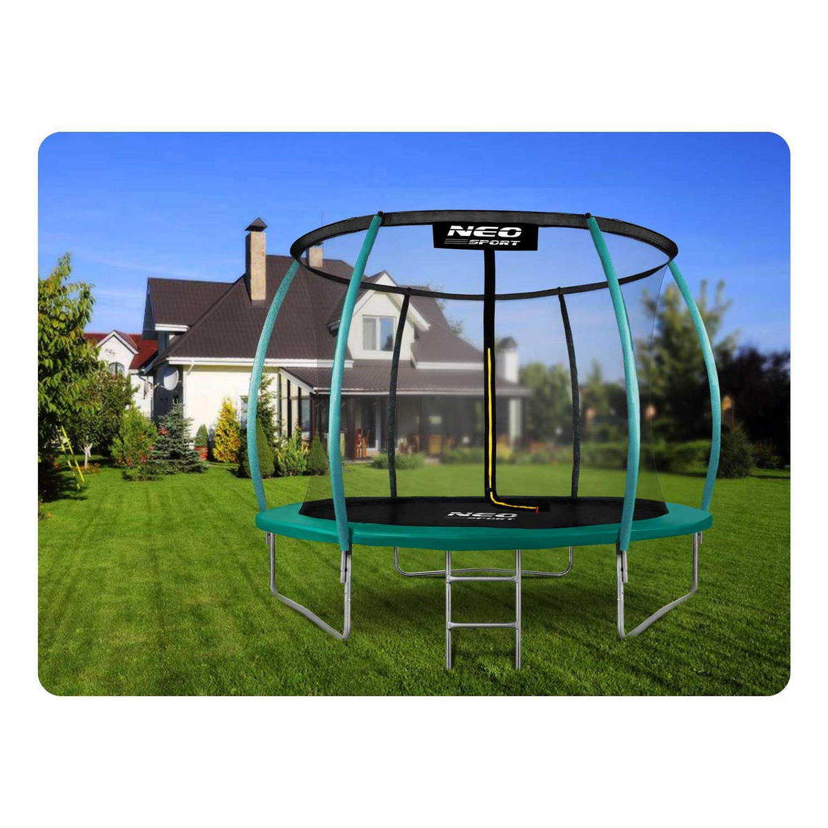 PROFILIERTES Gartentrampolin 10 ft/312 cm mit Innennetz - Grün, Metall (312/312cm)
