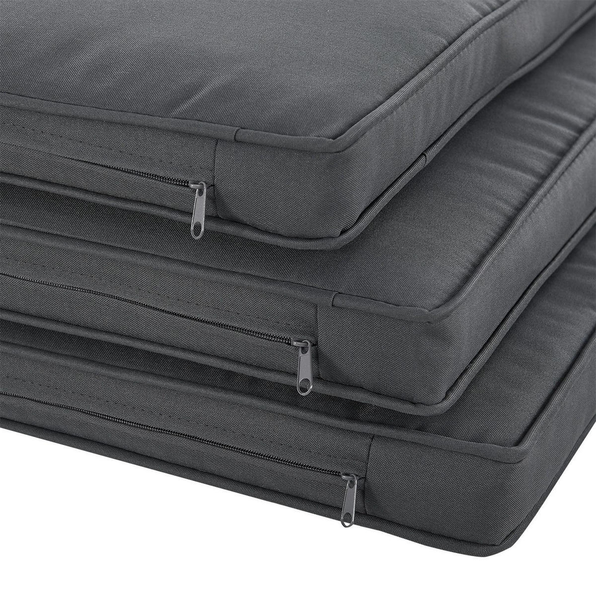 SITZGRUPPE Turin dunkelgrau Polyrattan inkl. Abdeckung - Grau, Kunststoff - Juskys