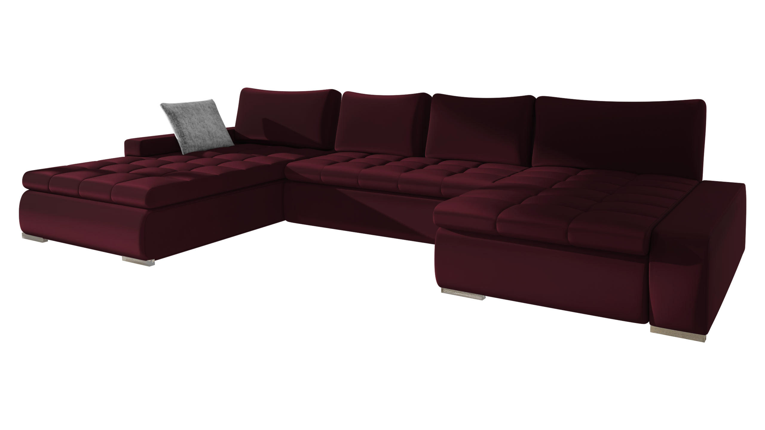 WOHNLANDSCHAFT Caro Premium - Bordeaux/Silberfarben, Holz/Textil (394/80/213cm) - MIRJAN24