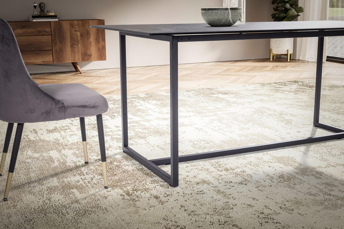 ESSTISCH Glas Keramik Marmoroptik Designer 180x90 ARCTIC, Schwarz 180x90x76 cm - Schwarz, Glas/Metall (90/180/76cm) - KADIMA DESIGN