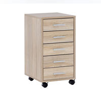 SCHUBLADENSCHRANK Holz 5 Schubladen Mit Rollen ITTER, Beige 33x38x63 cm - Beige/Schwarz, Holz/Kunststoff (33/63/38cm) - KADIMA DESIGN