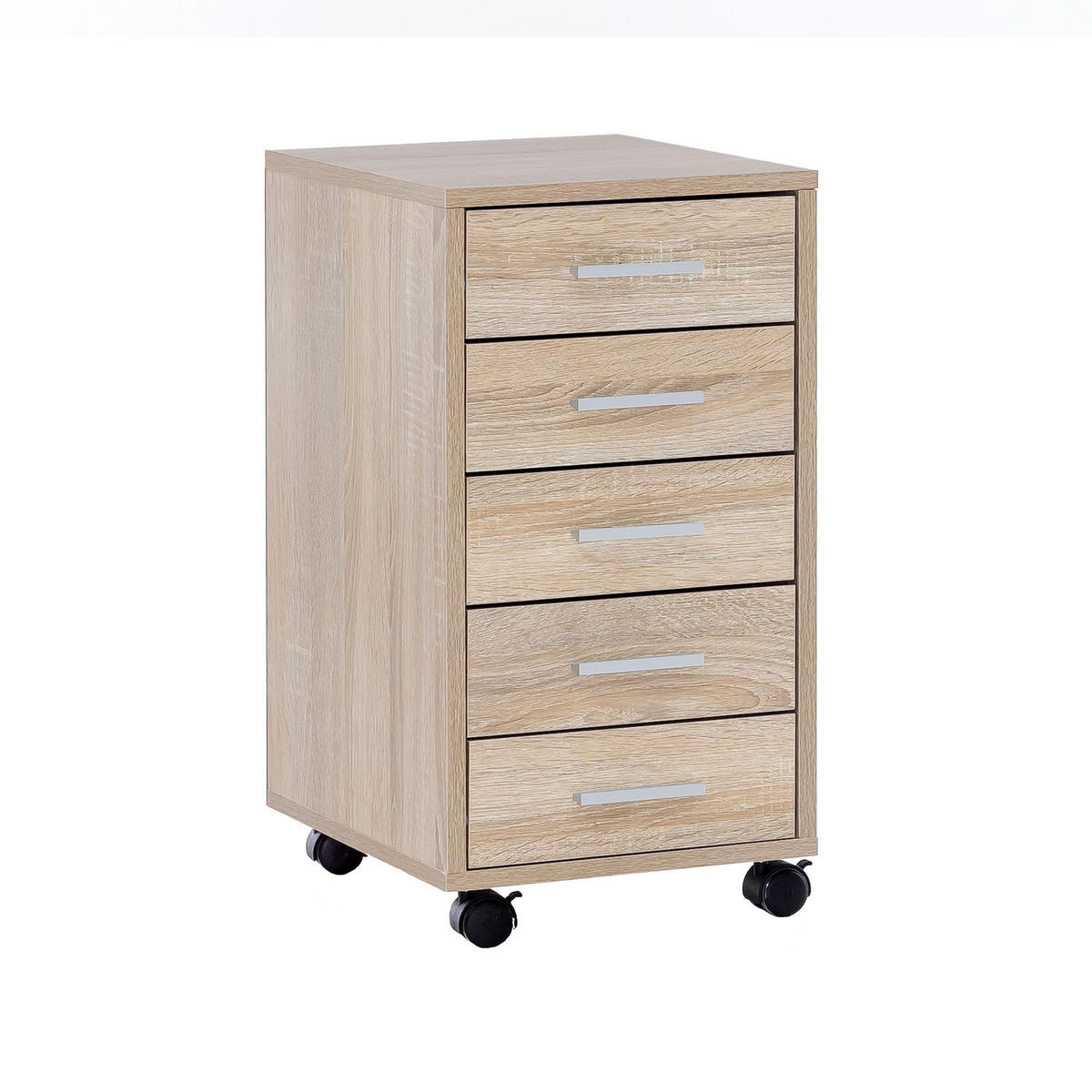 SCHUBLADENSCHRANK Holz 5 Schubladen Mit Rollen ITTER, Beige 33x38x63 cm - Beige/Schwarz, Holz/Kunststoff (33/63/38cm) - KADIMA DESIGN
