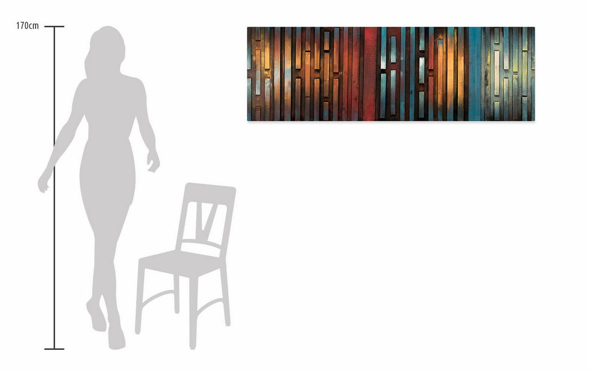 HOLZBILD Bunt 144/44 cm - Multicolor, Holz (6/44cm) - KUNSTLOFT