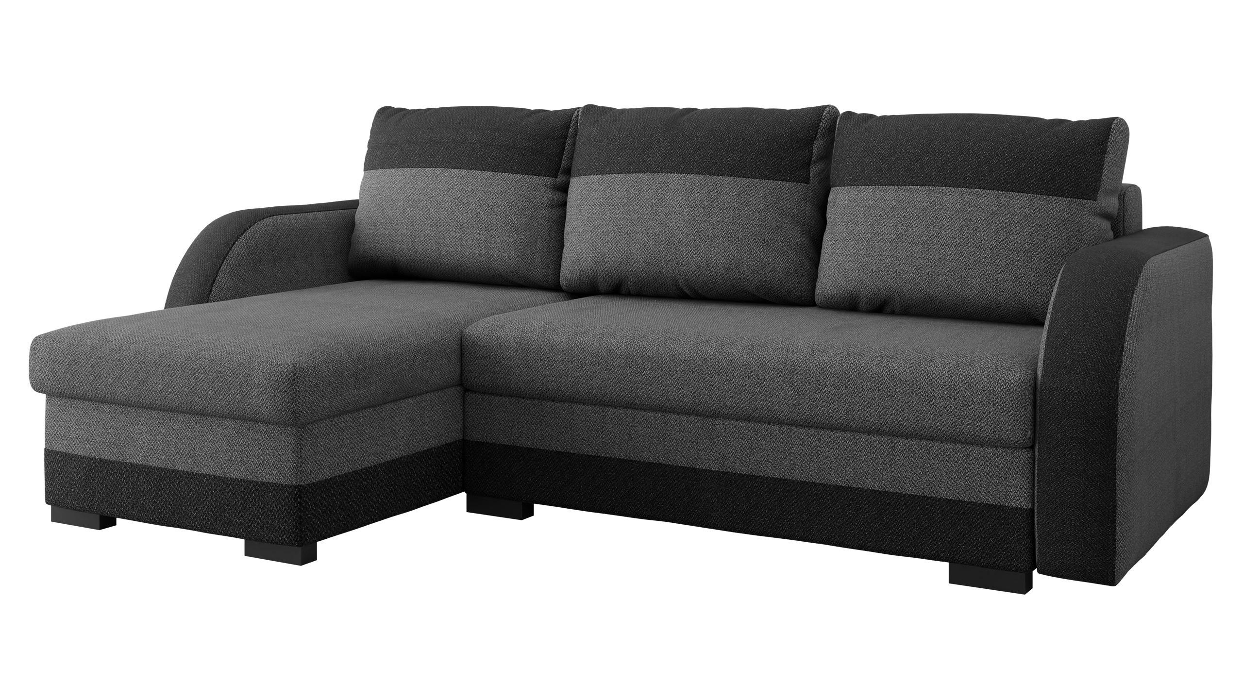 ECKSOFA Jozef - Dunkelgrau/Schwarz, Holz/Textil (230/140cm) - MIRJAN24
