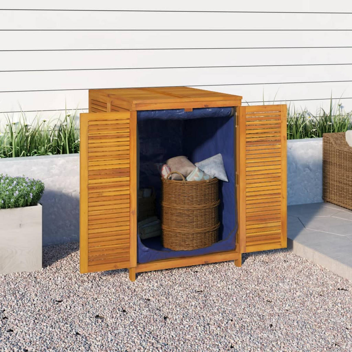 GARTENBOX 70x87x104 cm Massivholz Akazie - Braun, Holz (70/104/87cm) - furnicato