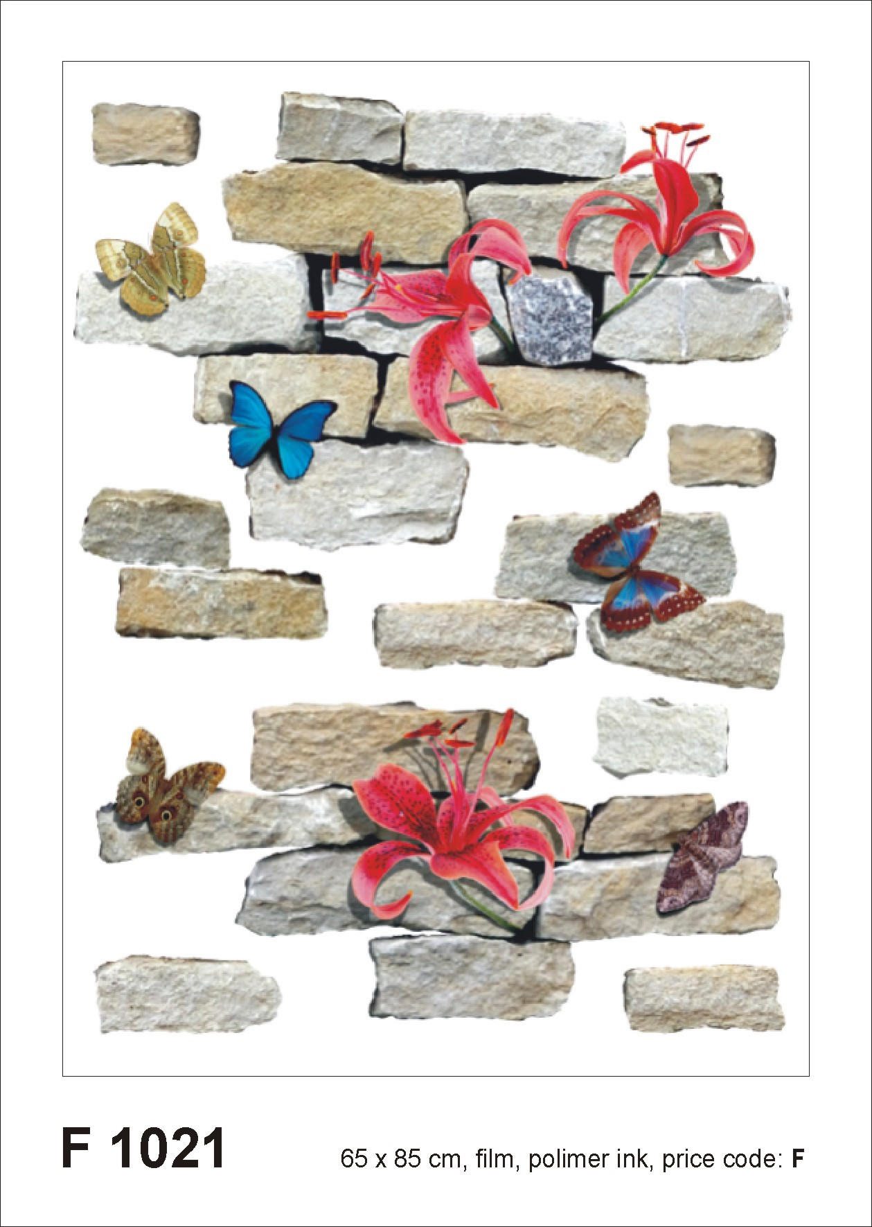 WANDTATTOO Blumen & Schmetterlinge 65 x 85 cm - Grau, Papier (85/65/65cm) - Sanders & Sanders