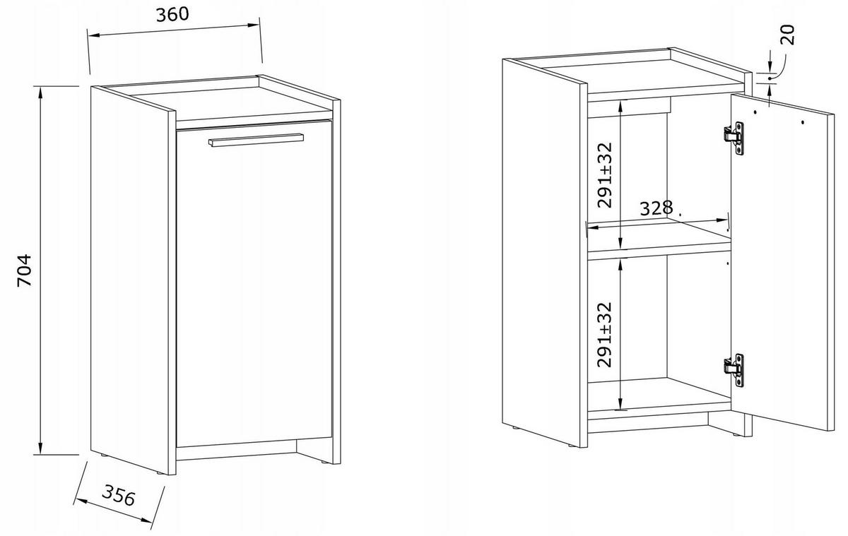 KOMMODE ALTIVO 1D Weiß 36/35,6/70,4 cm - Weiß, Holzwerkstoff (36/70.4/35.6cm) - Matkam Möbel