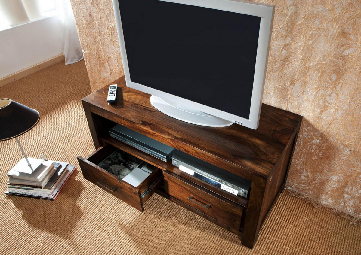 TV-BOARD Sheesham 110x50x55 braun lackiert METRO LIFE #102 - Braun, Holz (110/55/50cm) - Massivmoebel24