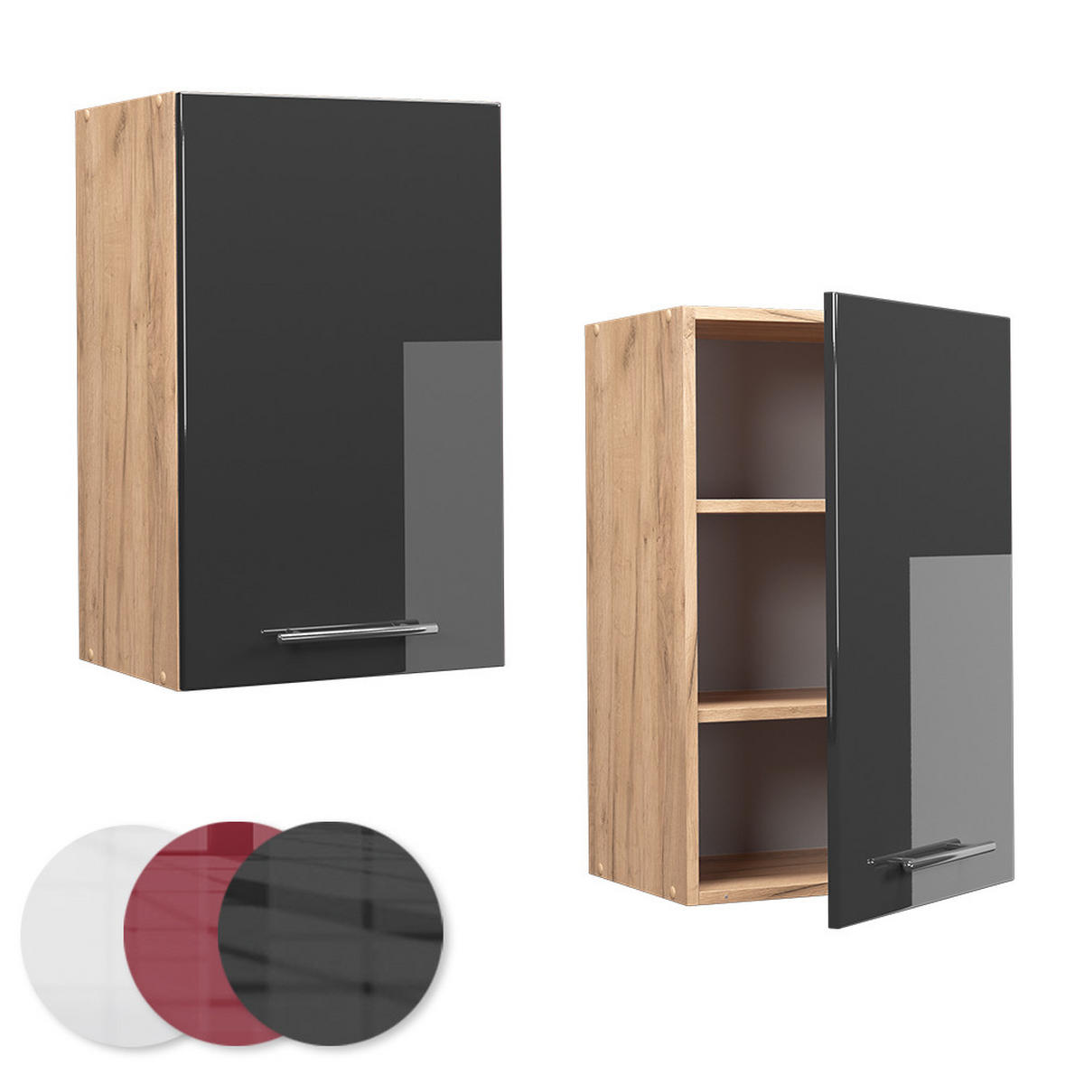 HÄNGESCHRANK Fame-Line Anthrazit Hochglanz 45 cm - Honigeiche/Schwarz Hochglanz, Holzwerkstoff (45/72/34.1cm) - Vicco