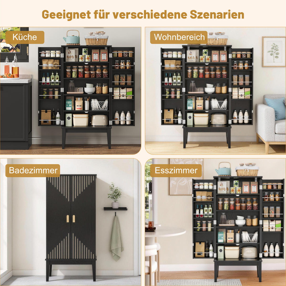 BUFFET 120/30/59 cm schwarz aus MDF mit 2 Türen - Schwarz, Holzwerkstoff (59/120/30cm) - OKWISH