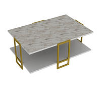 COUCHTISCH Polka Weiss Marmor Gold - Goldfarben/Weiß, Holzwerkstoff (91.5/61.5/36.6cm) - Decorotika