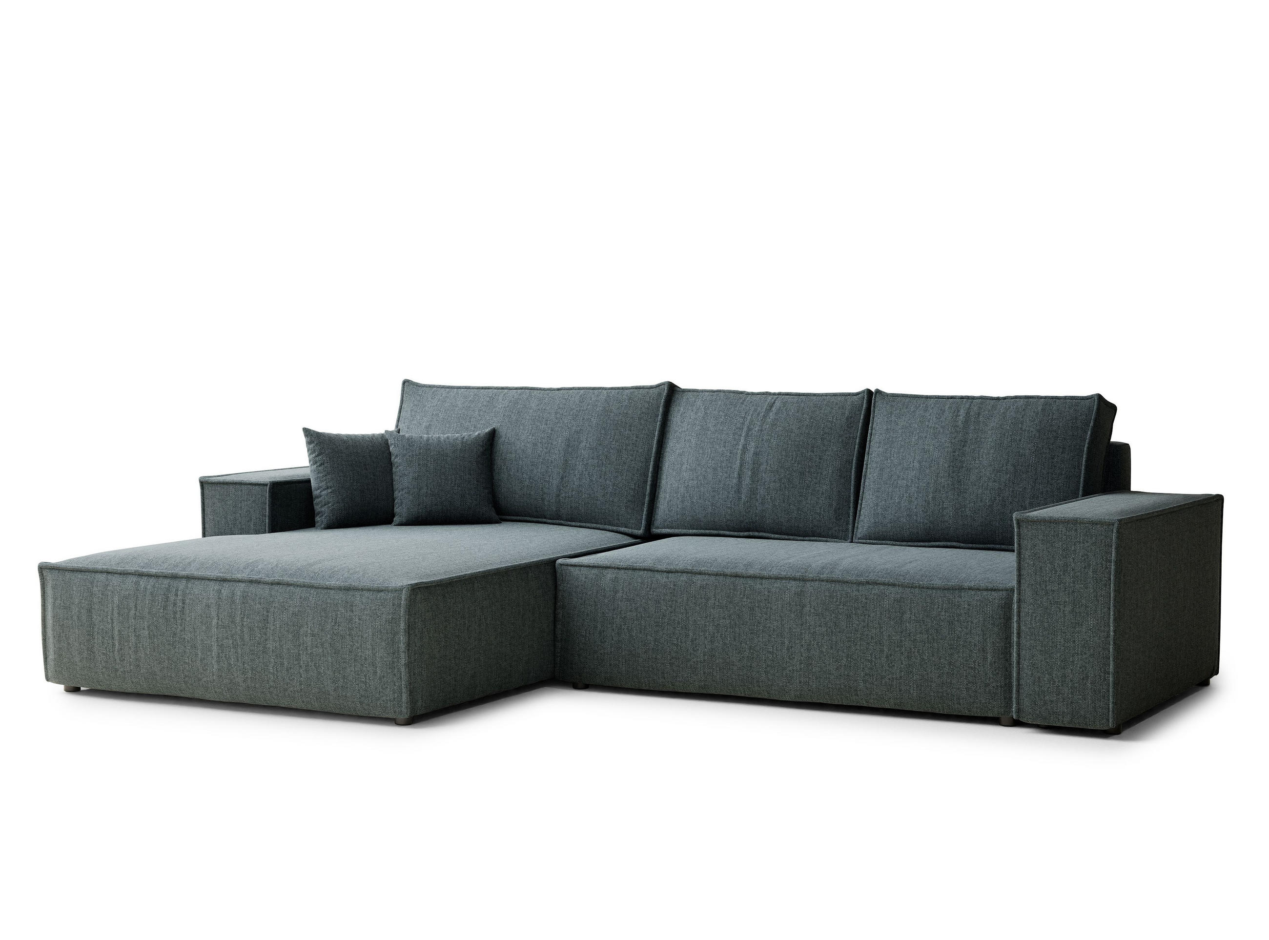 ECKSOFA Maze Blau Webstoff - Links Seite - Blau/Schwarz, Holz/Holzwerkstoff (185/294cm) - Maison de Reve
