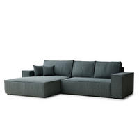 ECKSOFA Maze Blau Webstoff - Links Seite - Blau/Schwarz, Holz/Holzwerkstoff (185/294cm) - Maison de Reve