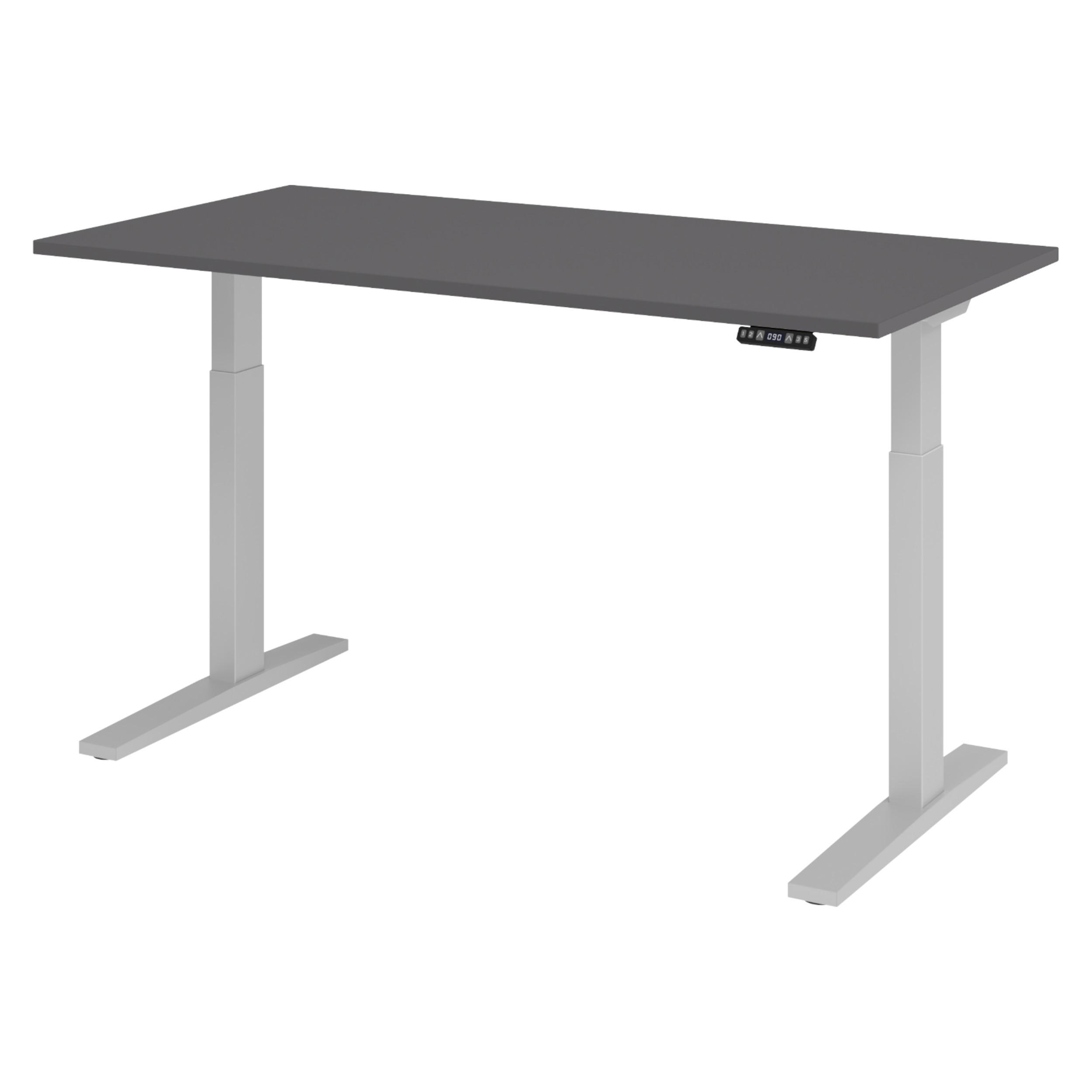 SCHREIBTISCH elektrisch XMKA 80/160/74 cm in Graphitfarben/Silberfarben - Silberfarben/Graphitfarben, Holzwerkstoff (80/160/74cm) - bümö