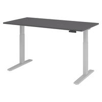 SCHREIBTISCH elektrisch XMKA 80/160/74 cm in Graphitfarben/Silberfarben - Silberfarben/Graphitfarben, Holzwerkstoff (80/160/74cm) - bümö