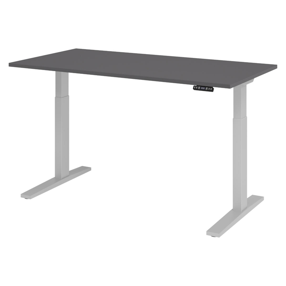 SCHREIBTISCH elektrisch XMKA 80/160/74 cm in Graphitfarben/Silberfarben - Silberfarben/Graphitfarben, Holzwerkstoff (80/160/74cm) - bümö