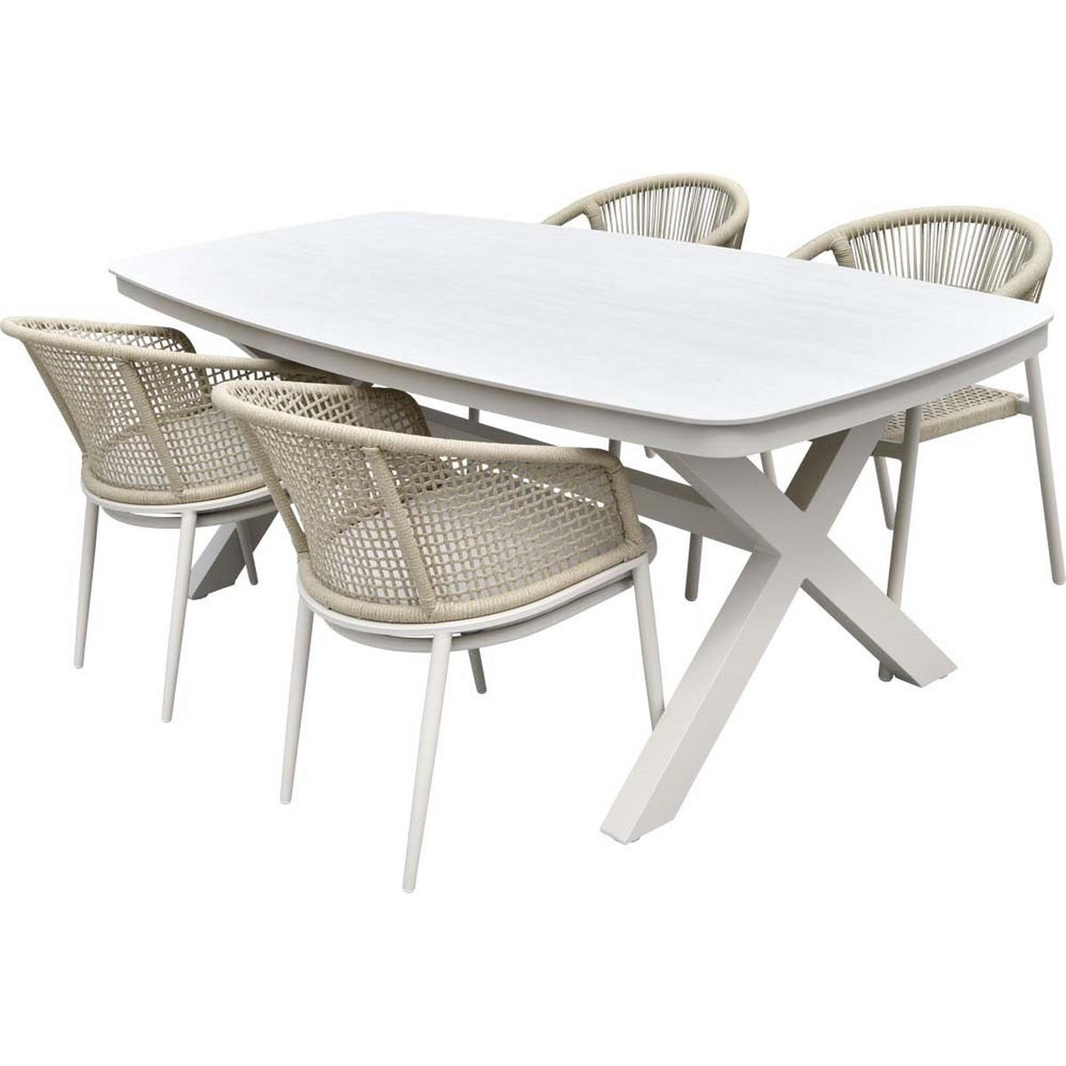 GARTENTISCH Davos - Beige - 200/100/74 cm - Beige, Metall (200/100/74cm) - Lesli Living